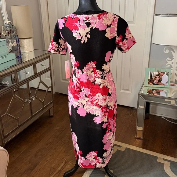 London Style Collection Sweater Dress in Black, Red & Pink SO CUTE - M NWT - Picture 5 of 8